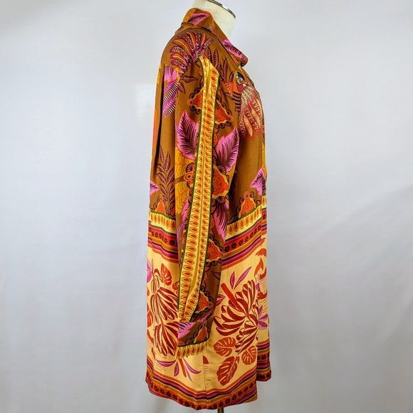 FARM Rio Button Front Long Sleeve Oversized Forest Mixed Scarves Multi M NWT - Picture 6 of 16